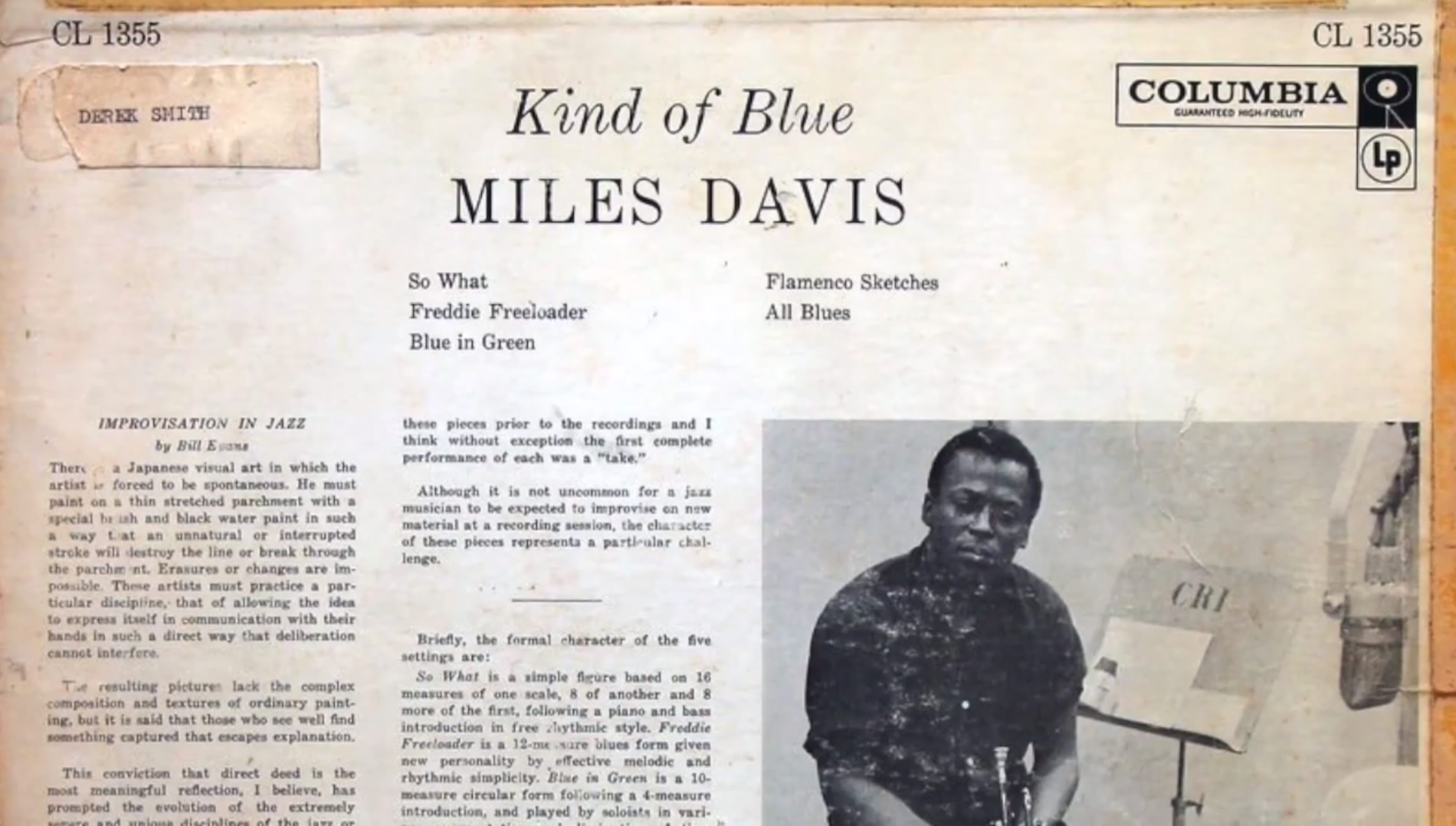 Kind of Blue, Miles Davis, Liner notes