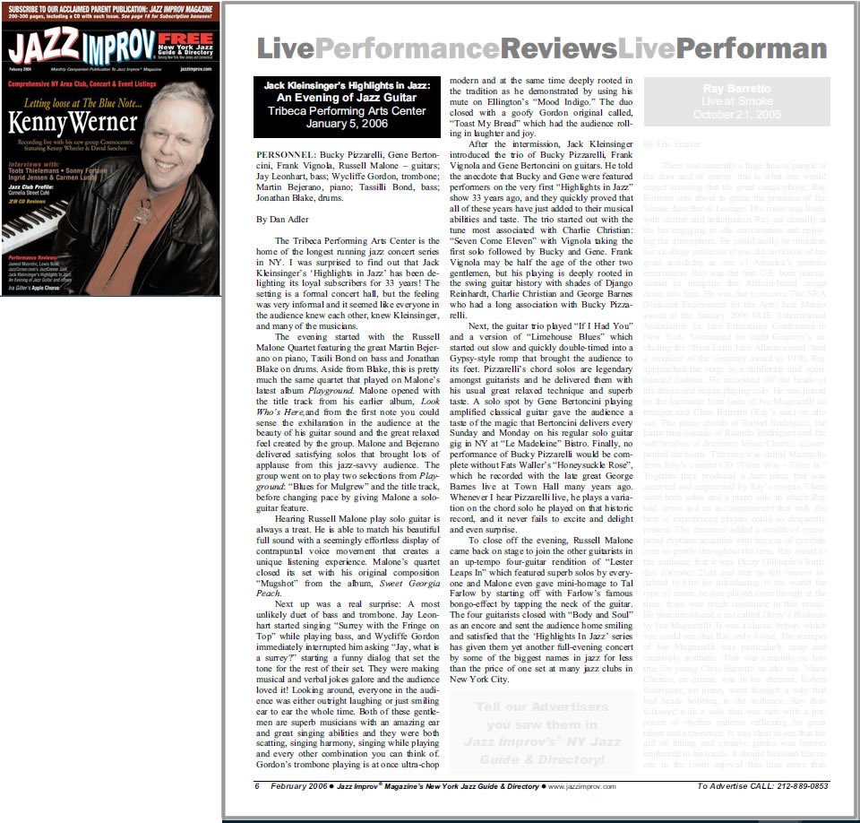 Jack Kleinsinger’s Highlights in Jazz: An Evening of Jazz Guitar
